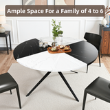 Richya 47" Round Dining Table for 4-6 People, Modern Kitchen Table with Metal Legs, Dining Room Table for Kitchen Living Room, Marble