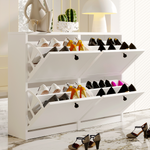 White Shoe Cabinet with 4 Flip Drawers ,Shoe Storage Cabinet for Entryway,Living Room,Bedroom