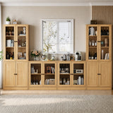 RichYa 4Pcs Kitchen Pantry Storage Cabinet Set,Modular Furniture Cabinets with Drawers,Sideboard Buffet Cabinet with Glass Doors for Dining Room,White