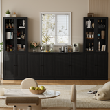 RichYa 4Pcs Kitchen Pantry Storage Cabinet,Modular Furniture Cabinets with Diplay Glass Doors,Hutch Buffet Cabinet with Shelves for Dining Room,White