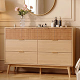 RichYa Fluted 8 Drawer Dresser for Bedroom, Chest of Drawers with Metal Handle,Wooden TV Stand for Living Room,Natural Oak