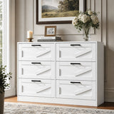 RichYa White Dresser for Bedroom, 6 Drawer Dresser with Metal Handles, Modern Storage Chest for Living Room,Adult