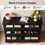 RichYa 6 Drawer Dresser for Bedroom,Chest of Drawers with Metal Knobs,Dresser for Closet,Black