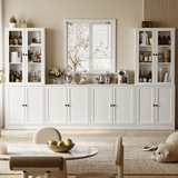 RichYa 4Pcs Kitchen Pantry Storage Cabinet,Modular Furniture Cabinets with Diplay Glass Doors,Hutch Buffet Cabinet with Shelves for Dining Room,White