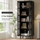 RichYa 4Pcs Pantry Storage Cabinet,Modular Furniture Cabinets with Shelves & Display Glass Doors for Kitchen,Dining Room