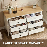 RichYa 6 Drawer Dresser for Bedroom,Chest of Drawers with Metal Knobs,Dresser for Closet,Wood