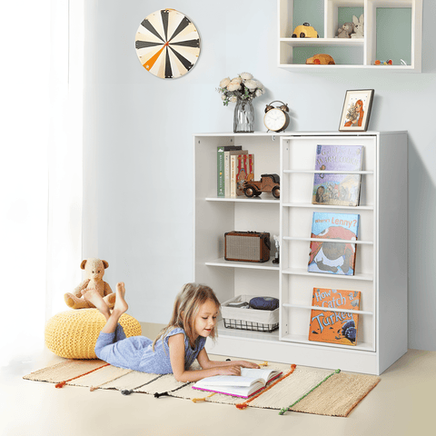 Cowiewie Kids Bookshelf and Toy Storage Organizer 6-Compartment Montessori Shelf Toy Storage Cabinet