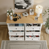 RichYa 6 Drawer Dresser for Bedroom,Chest of Drawers with Metal Knobs,Dresser for Closet,Wood