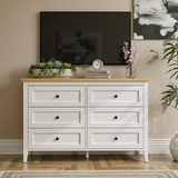 RichYa 6 Drawer Dresser for Bedroom,Chest of Drawers with Metal Knobs,Dresser for Closet,Wood