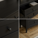 RichYa 6 Drawer Dresser for Bedroom,Chest of Drawers with Metal Knobs,Dresser for Closet,Black