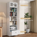 RichYa 85.5"H Tall Narrow Bookcase,7-Tier Bookshelf with 1 Drawer & 5 Open Shelves, 23.62" W Sturdy Book Shelf with Storage for Living Room,Office(B)