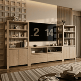 RichYa 3-Piece Entertainment Center with Bookshelves, TV Stand for TVs up to 60” with Bottom Storage Drawers for Living Room,White