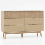 RichYa Fluted 6-Drawer Dresser for Bedroom, Chest of Drawers with Metal Handle,Wooden TV Stand for Living Room, Nursery