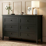RichYa 6 Drawer Dresser for Bedroom,Chest of Drawers with Metal Knobs,Dresser for Closet,Black