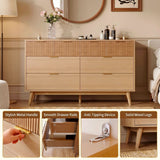 RichYa Fluted 8 Drawer Dresser for Bedroom, Chest of Drawers with Metal Handle,Wooden TV Stand for Living Room,Natural Oak
