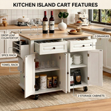 RichYa Kitchen Islands with Storage, Rolling Kitchen Cart with Drop Leaf and Lockable Wheels, Microwave Island Table for Kitchen, Living Room, White