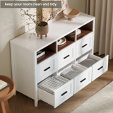 Richya 6 Drawer Dresser for Bedroom,Chest of Drawers with Open Storage Shelf,Modern Dresser for Closet,White + Walnut