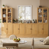 RichYa 4Pcs Kitchen Pantry Storage Cabinet,Modular Furniture Cabinets with Diplay Glass Doors,Hutch Buffet Cabinet with Shelves for Dining Room,White