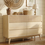 RichYa Fluted Dressers for Bedroom 7 Drawer, Chest of Drawers with Handle Free Design,Wood TV Stand Dresser