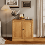 RichYa 31.5W Kitchen Credenza & Sideboard,Buffet Cabinet with Drawer & 2 Glass Doors,Coffee Bar for Dining Room,White