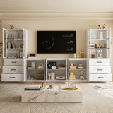 RichYa 118" W Entertainment Center with Bookshelves & Storage, Large Wall Unit TV Stand for TVs up to 65",Media Console with Doors for Living Room