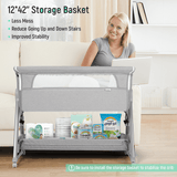 Cowiewie Bassinet for Babies Large Volume and Mobile with Storage Basket Bedside Sleepers for 0 to 6 Months Baby Infants