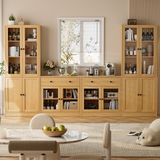 RichYa 4Pcs Kitchen Pantry Storage Cabinet,Modular Furniture Cabinets with Diplay Glass Doors,Hutch Buffet Cabinet with Drawers for Dining Room,White