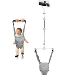 2 in 1 Baby Door Jumper, Adjustable Strap and Seat for 6-24 Months Infant Toddler, Grey