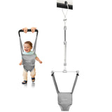 2 in 1 Baby Door Jumper, Adjustable Strap and Seat for 6-24 Months Infant Toddler, Grey