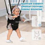 Cowiewie 2 in 1 Baby Exerciser Jumper Bouncer 6-24 Months Infant(Unisex), Grey+Black