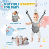 2 in 1 Baby Door Jumper, Adjustable Strap and Seat for 6-24 Months Infant Toddler, Grey