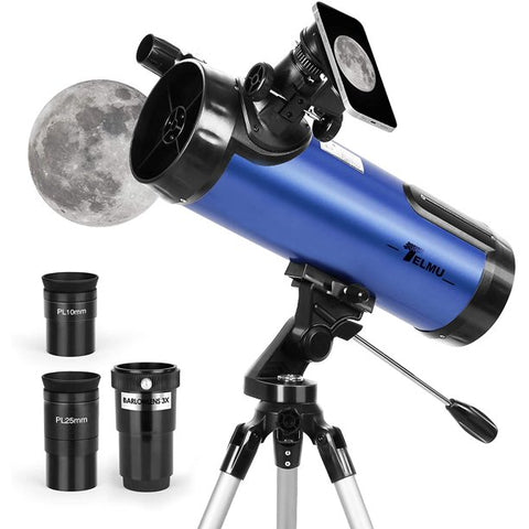 TELMU Telescope for Beginners, 114mm Aperture 500mm AZ Mount Astronomical Reflector Telescope Adjustable (29.9-46.6in) Portable Travel Telescopes with Phone Adapter