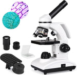 TELMU Microscopes for Kid Student Adult, 40X-1000X Compound Monocular Microscope with Microscope Slides Set, Phone Adapter, Dual LED Illumination Powerful Biological Microscopes for School Home Education