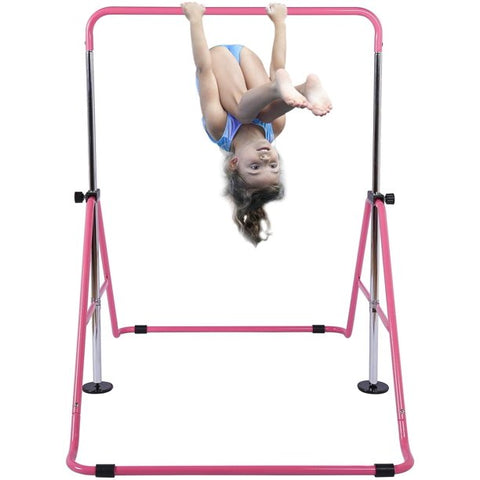 INTEY Expandable Gymnastics Bars,Adjustable Height Gymnastic Horizontal Bars,Junior Training Bar Children Folding Training Monkey Bars for Kids