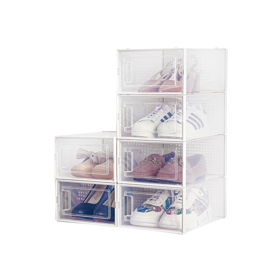 Shoe Storage Box, Clear Plastic Stackable Shoe Organizer for