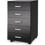 5 Drawer Dresser Storage Cabinet Chest w/Wheels for for Living Room, Hallway, Closets, Easy Pull Handle, Smooth Runner