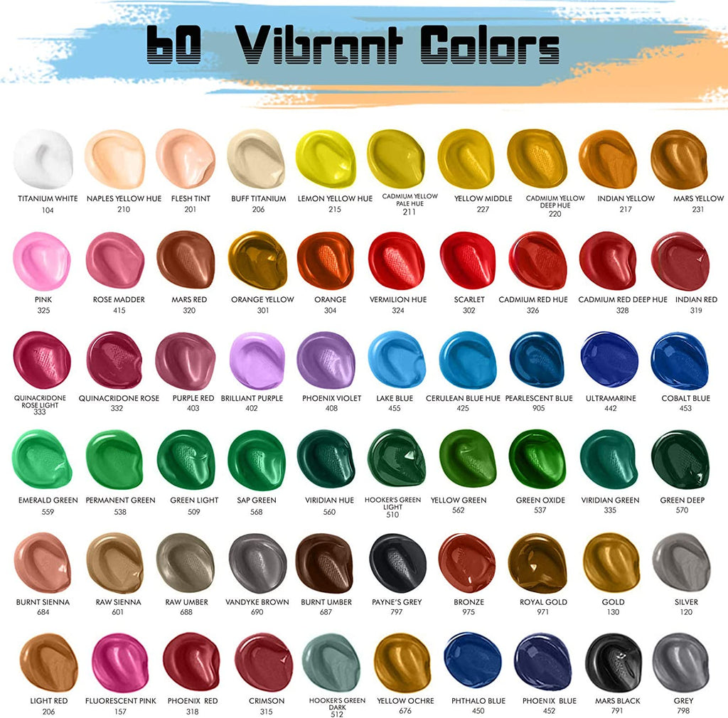 Acrylic Paint, Set of 24 Colors Craft Paint for Canvas, Wood, Ceramic & Fabric, Rich Pigments Non Toxic Paints