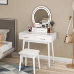 BackH Vanity Set with Lighted Mirror, Makeup Dressing Table for Girls & Women Bedroom