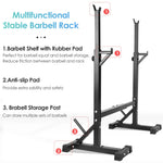 Amzdeal Adjustable Squat Rack, Multi-Function Barbell Rack Stand, Home & Gym Fitness Equipment, Max Load 550lbs