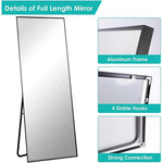 CRZDEAL Full Length Mirror, 65"x 22" Floor Mirror for Hanging, Free Standing, Wall Mounted, Body Mirrors Standing Mirror with Sturdy Aluminum Alloy Thick Frame