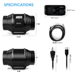 RichYa 4 Inch Inline Duct Fan with Variable Temperature Humidity Controller, Grow Tent Vent Blower