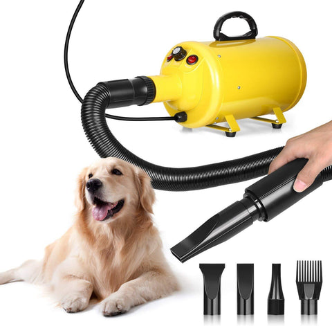 amzdeal Dryer for Large Dogs, Pet Hair Grooming Blower Blaster with Strong Power, Yellow