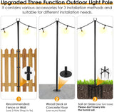 RichYa String Light Poles for Outdoor 2 Pack, Height Adjustable, Three Installation Methods - for Lawn Deck and Fence, for Hanging String Lights - Backyard Parties, Wedding Light Decor