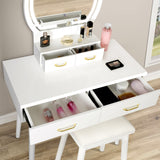 BackH Vanity Set with Lighted Mirror, Makeup Dressing Table for Girls & Women Bedroom