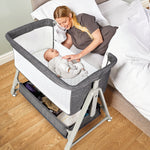 Cowiewie Baby Bassinet Bedside Portable Bassinet W/ Wheels Storage Travel Bag, for 0-6 Months, Dark Gray