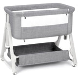 Cowiewie Baby Bassinet Bedside Portable Bassinet W/ Wheels Storage Travel Bag, for 0-6 Months, Light Gray