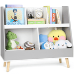 Cowiewie Kids Toy Storage Organizer 5 Bins, Toy Box Chest for Playroom Bedroom Living Room, White and Grey