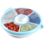 Cowiewie Snack Container for Kids with Lid, 5 Compartments, BPA and PVC Free Kids Snack Spinner, Blue