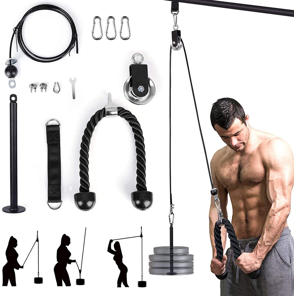 EYCI Fitness LAT and Lift Pulley System, Adjustable Pulley Cable