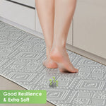Kitchen Mats Rug, Anti Fatigue Standing Mat Area Rugs PVC Waterproof, Non-Slip, Oil Resistant Floor Mats for Kitchen, Office, Grey